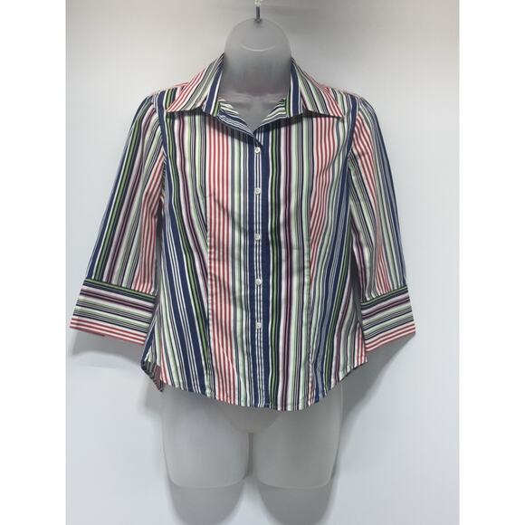 Talbots Shirt Striped Long Sleeve Button Up Collared Women’s Size 4P - Picture 1 of 5